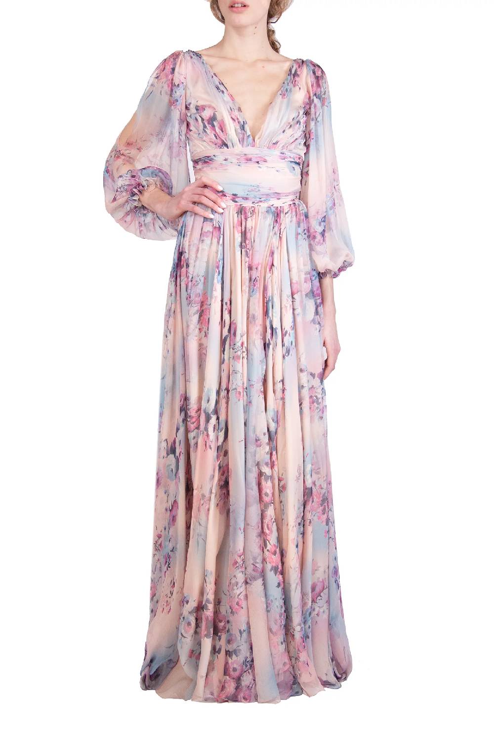 Luisa Beccaria Abito in chiffon stampato di Lucrezia Super Saving Price