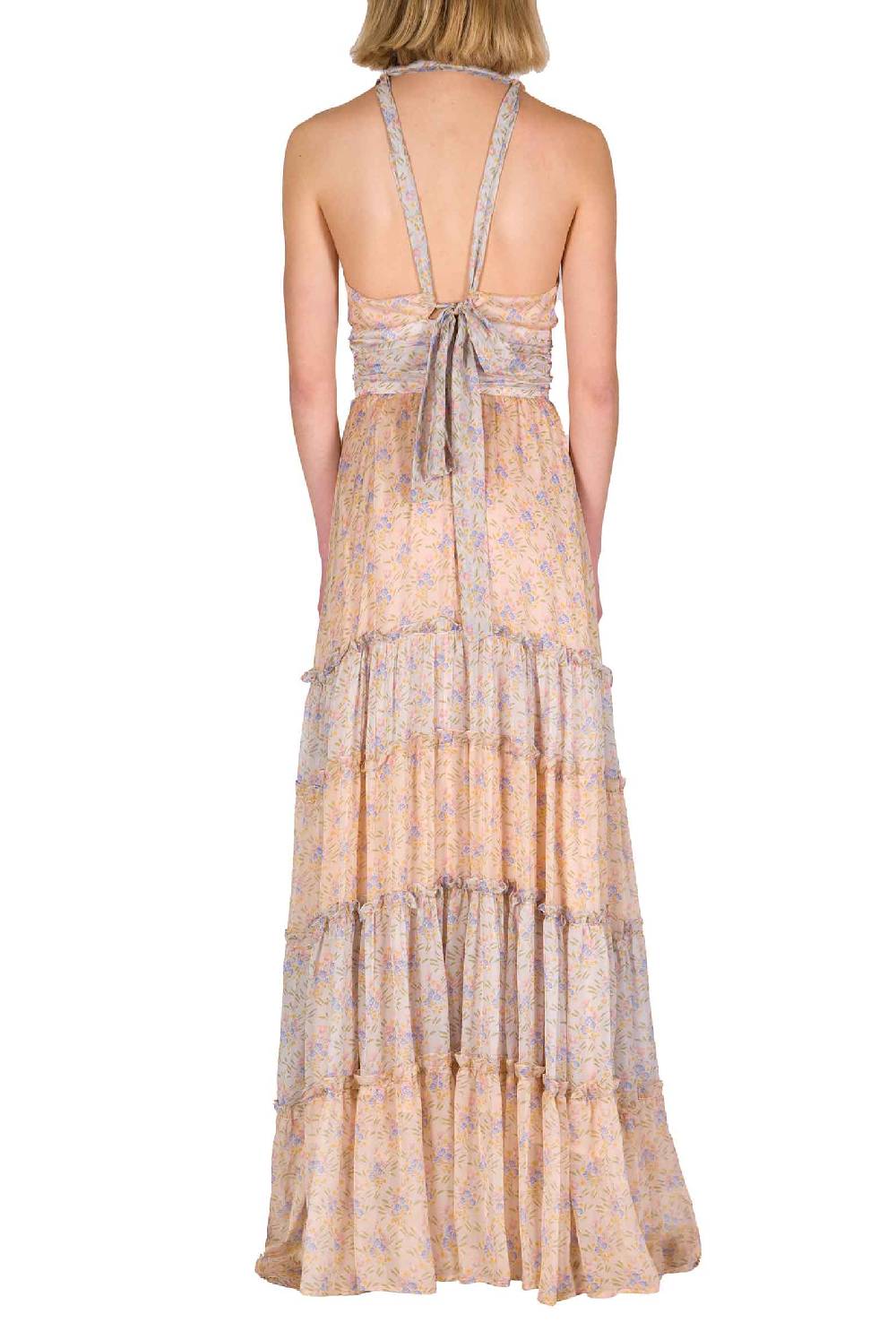 Luisa Beccaria Abito lungo in chiffon increspato Blooming Mirage ACQUISTA ORA