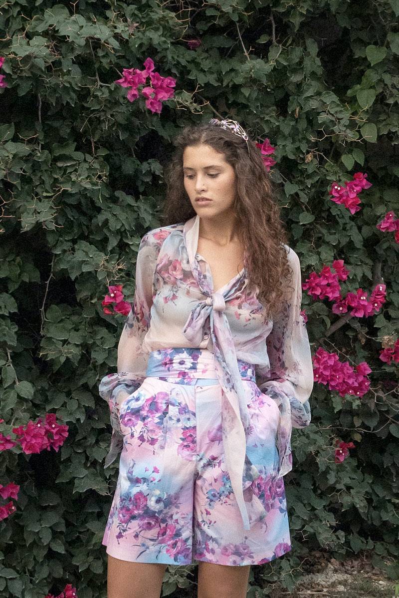 Luisa Beccaria Camicetta in chiffon stampato Sostegno trimestrale