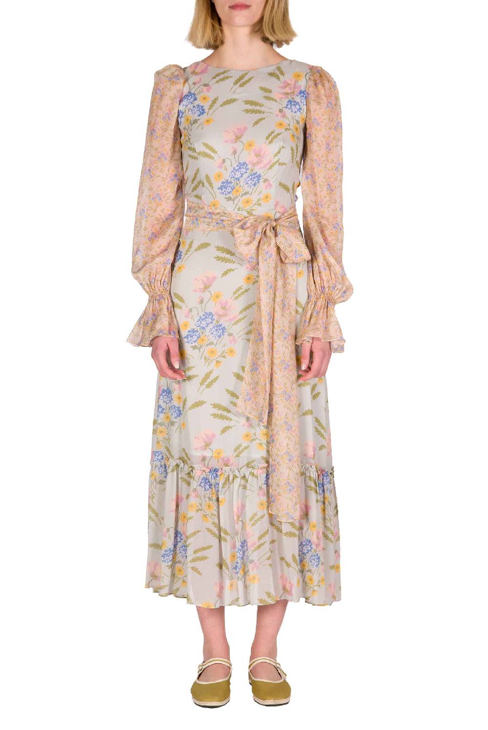 Luisa Beccaria Abito in georgette stampata Blooming Mirage Fino al 55% di sconto