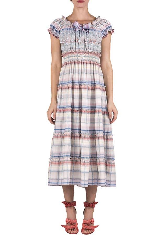 Luisa Beccaria Abito midi in cotone melt con pizzo Solo un giorno rimasto