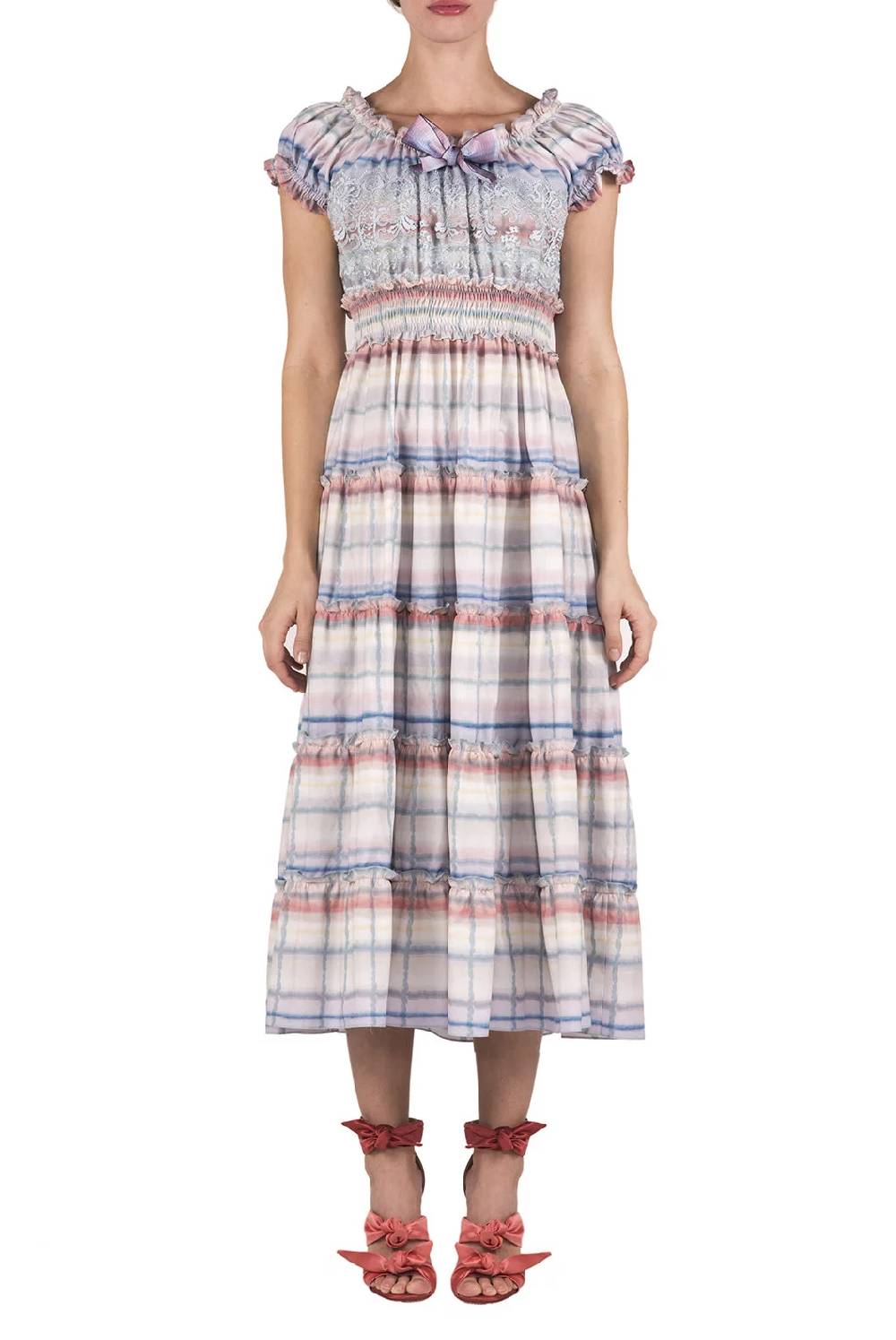 Luisa Beccaria Abito midi in cotone melt con pizzo Solo un giorno rimasto