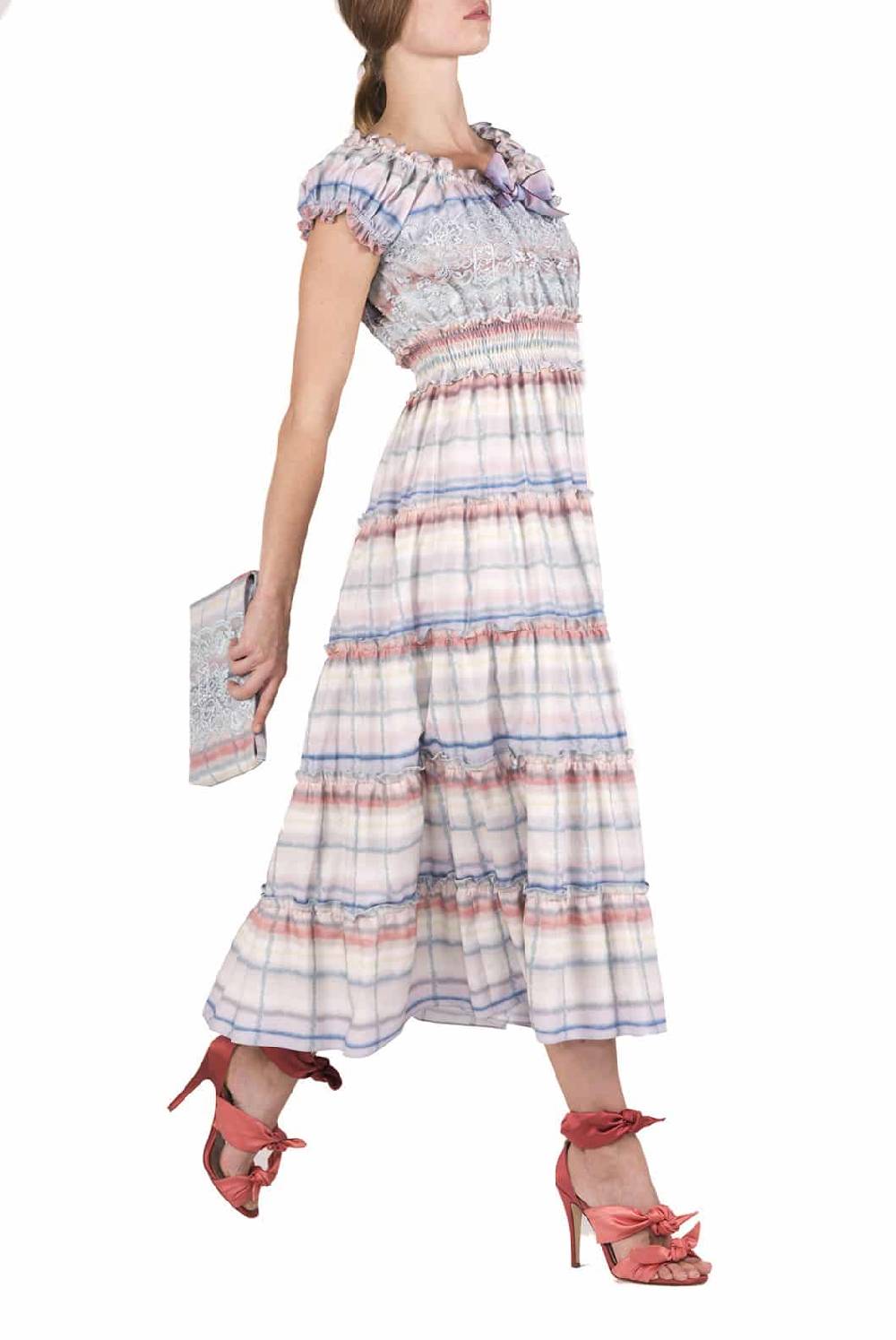 Luisa Beccaria Abito midi in cotone melt con pizzo Solo un giorno rimasto