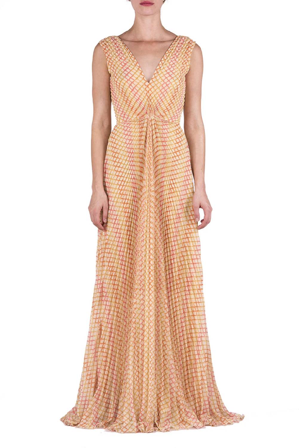 Luisa Beccaria Abito plissettato in georgette a rombi 50% di sconto con spedizione gratuita