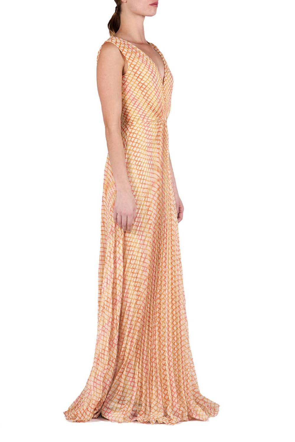 Luisa Beccaria Abito plissettato in georgette a rombi 50% di sconto con spedizione gratuita
