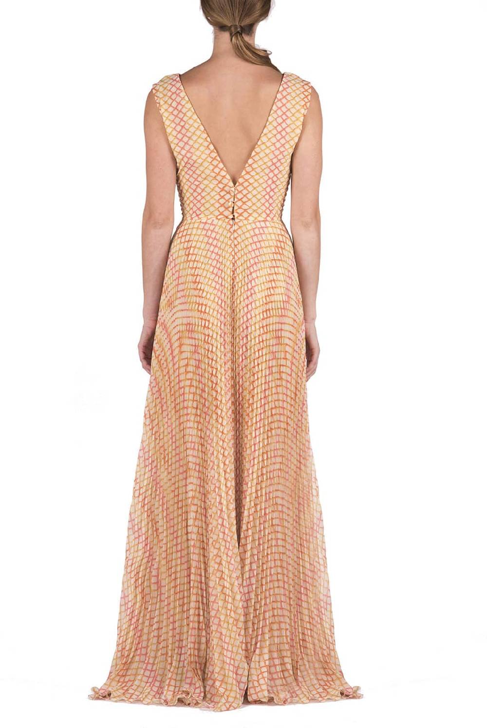 Luisa Beccaria Abito plissettato in georgette a rombi 50% di sconto con spedizione gratuita