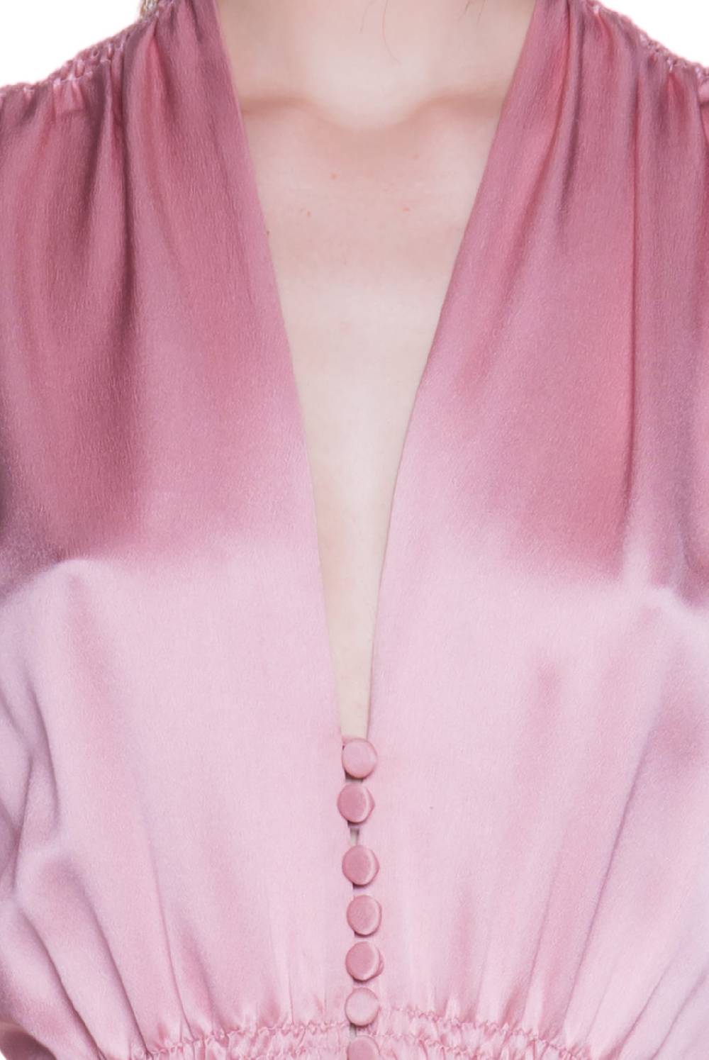 Luisa Beccaria Abito Bottoncino in Raso Rosa Sconti questo mese