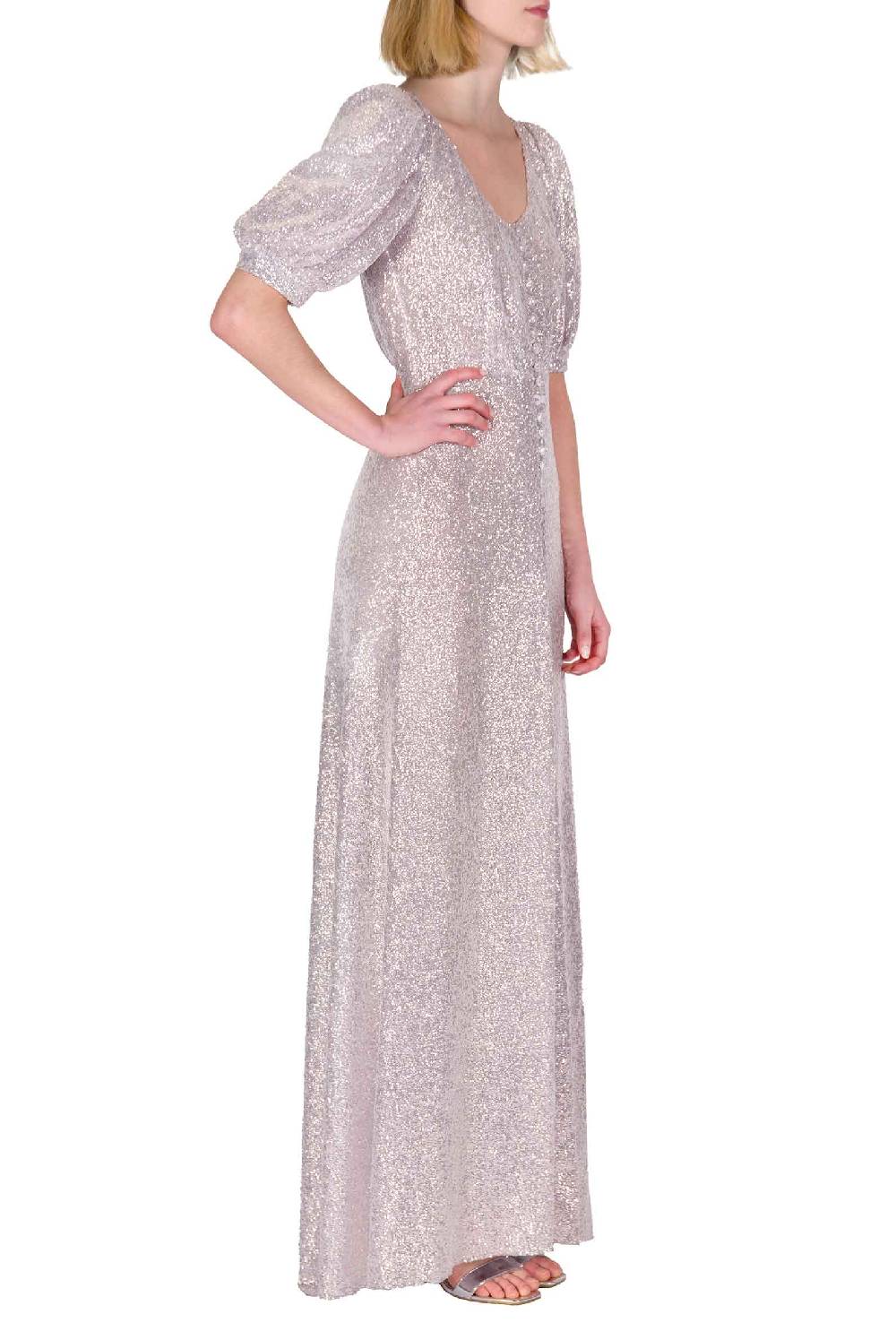 Luisa Beccaria Abito con paillettes bottoncino Qualità