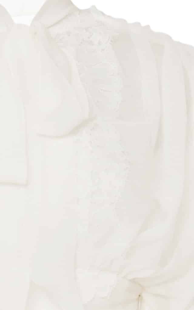 Luisa Beccaria Abito Lungo In Crepon Di Chiffon Con Pizzo Bianco Vendita