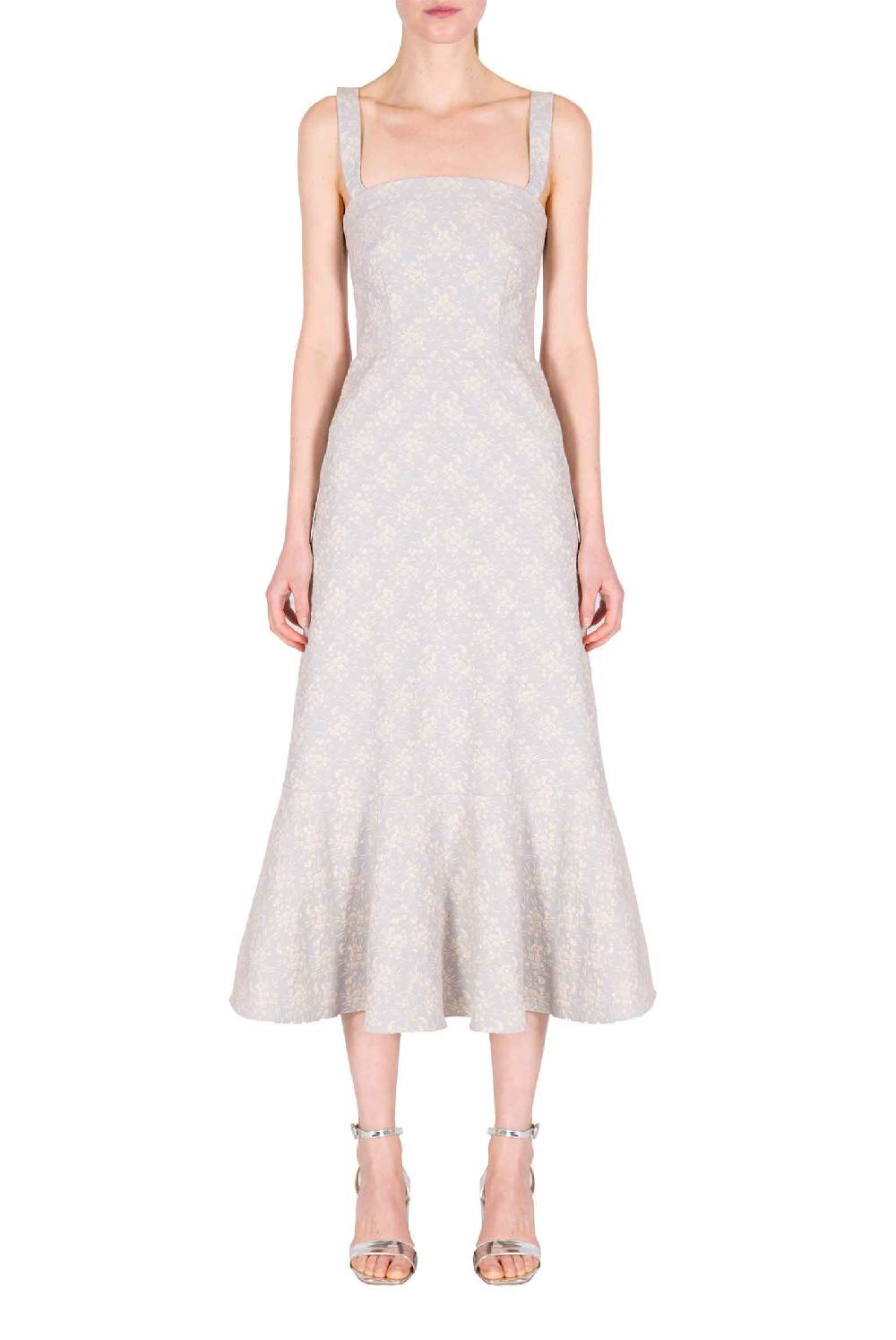 Luisa Beccaria Abito a balze in jacquard floreale Pezzi Unici