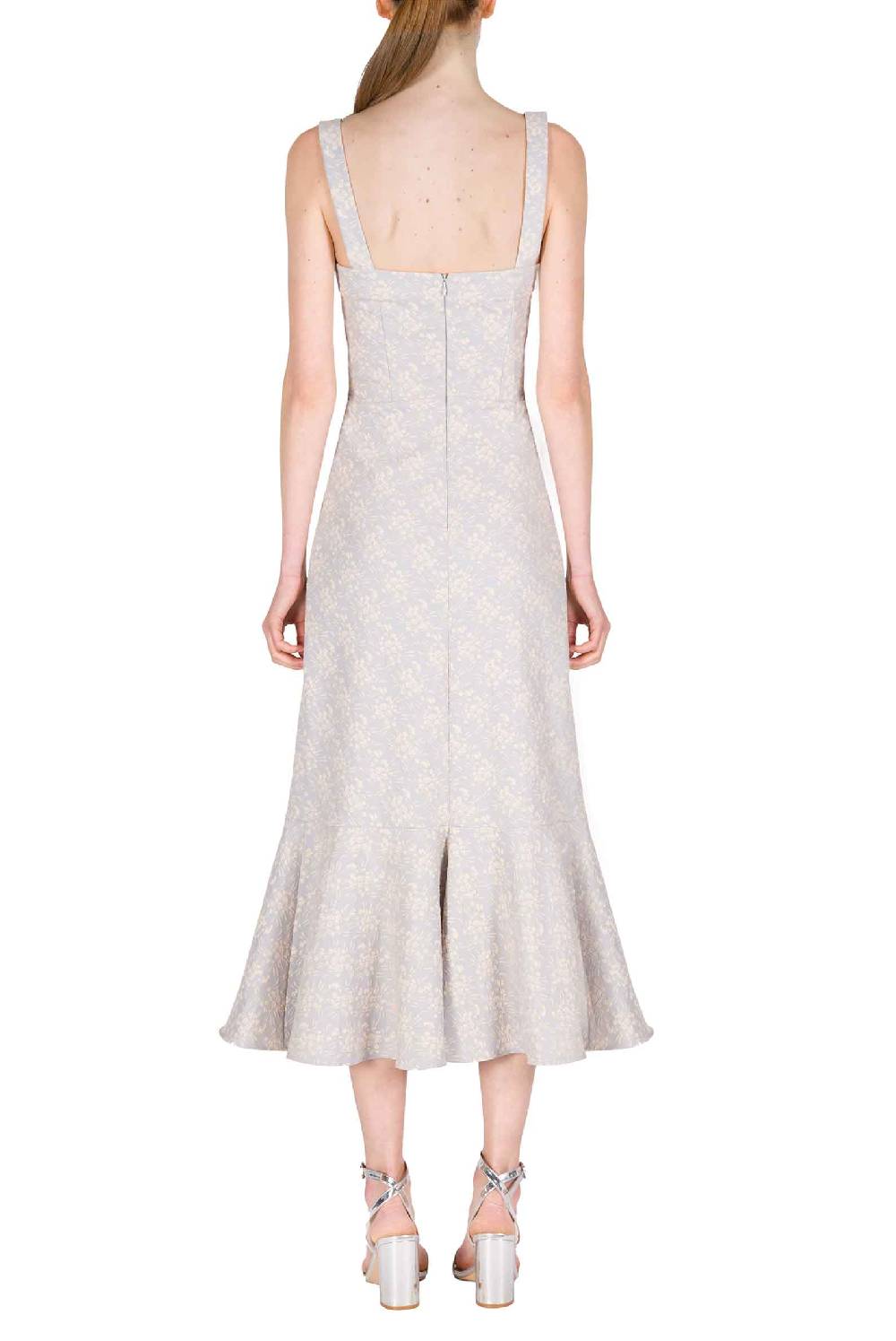 Luisa Beccaria Abito a balze in jacquard floreale Pezzi Unici