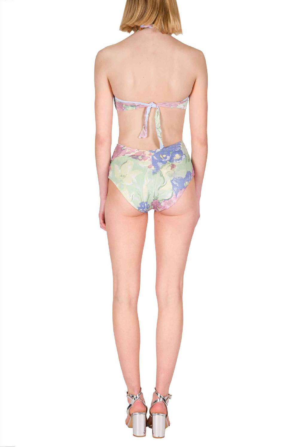 Luisa Beccaria Bikini slip a fascia e vita alta in fiori astratti Acquista Ora