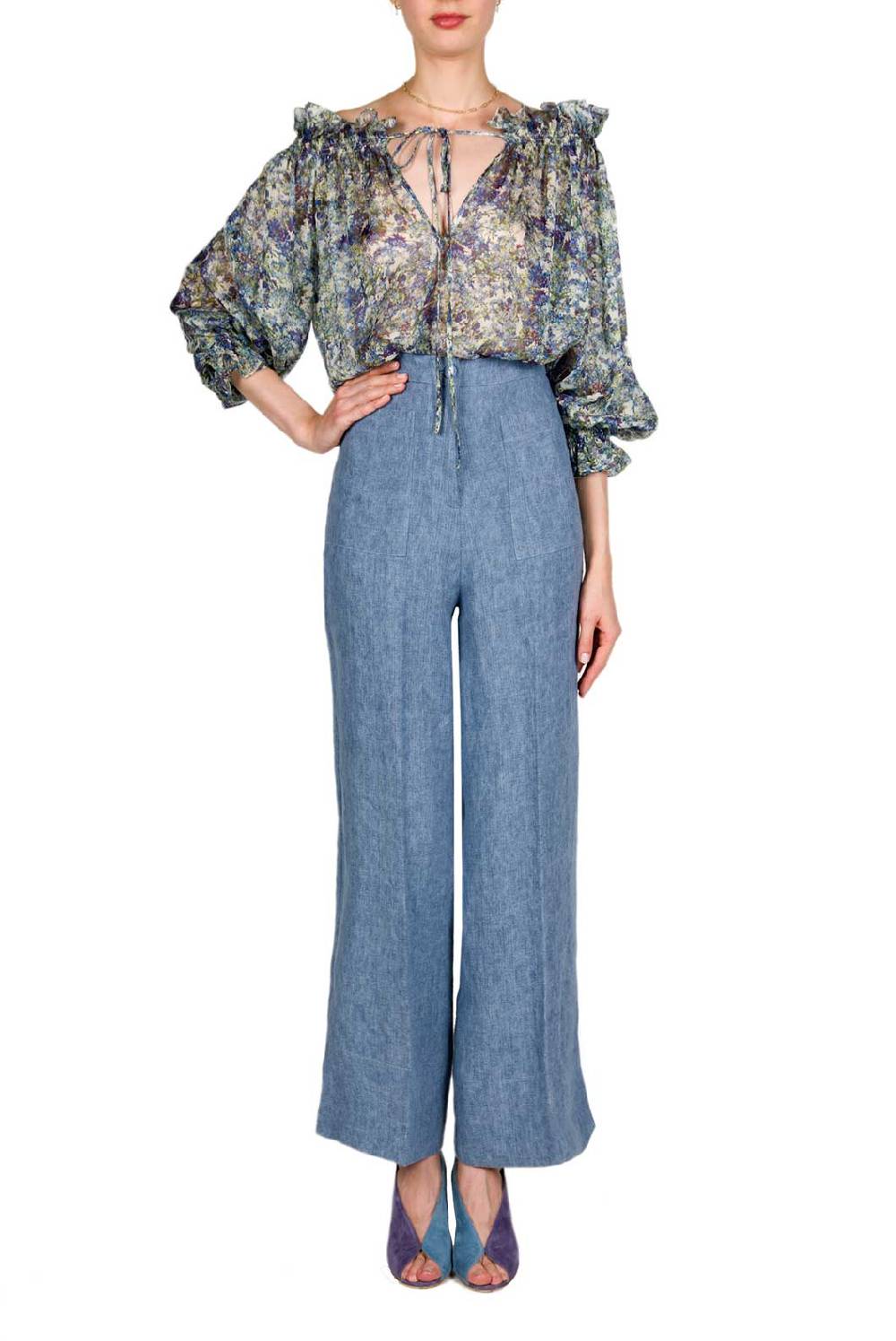 Luisa Beccaria Camicetta stampata in chiffon Fino Al -60%