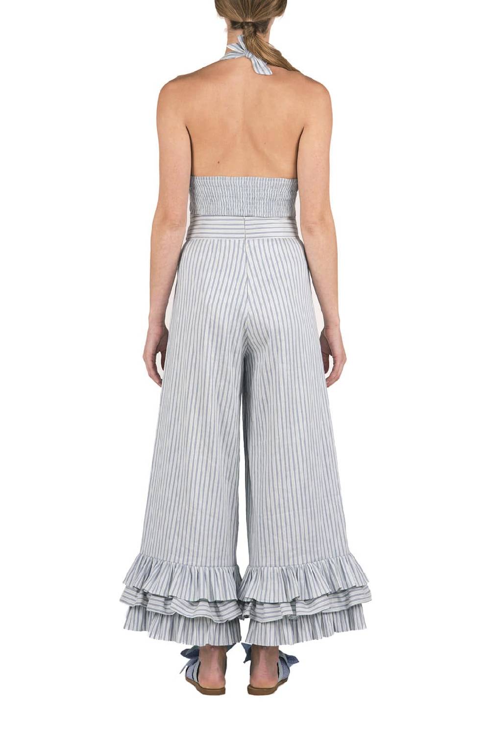 Luisa Beccaria Top all'americana in misto lino e cotone con scollo a V Offerta