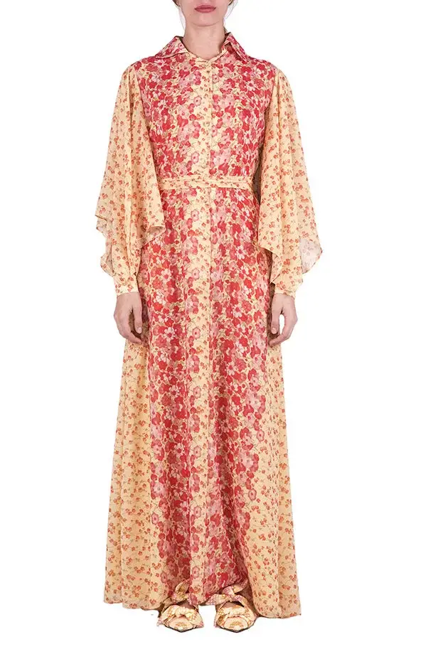 Luisa Beccaria Caftano in georgette floreale Outlet