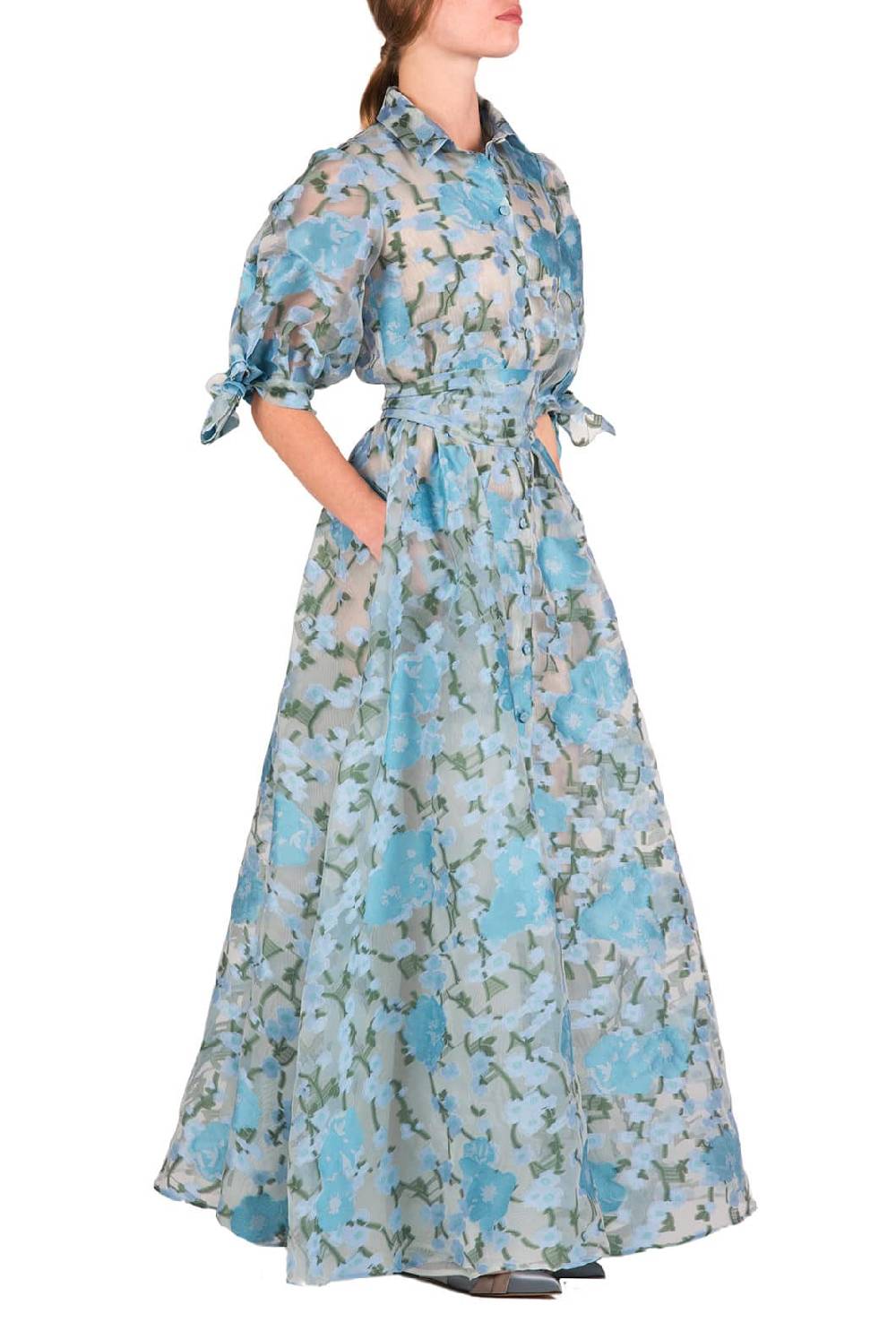 Luisa Beccaria Chemisier in organza con riempimento floreale Saldi