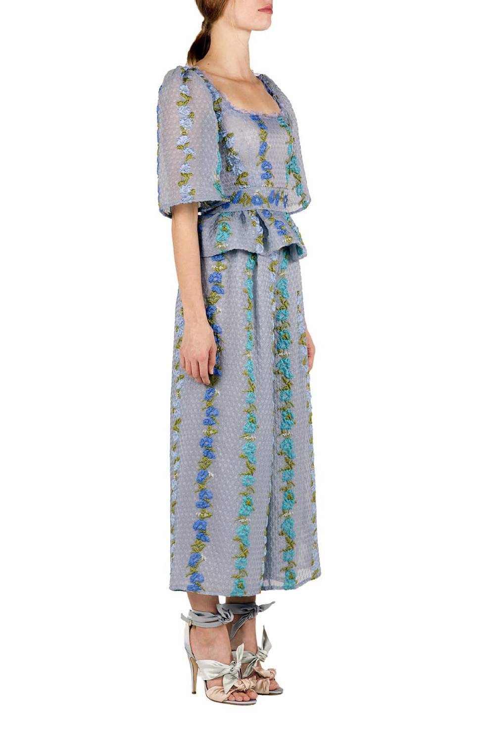 Luisa Beccaria Top in Organza Fil Coupè Floreale Rigato Offerte