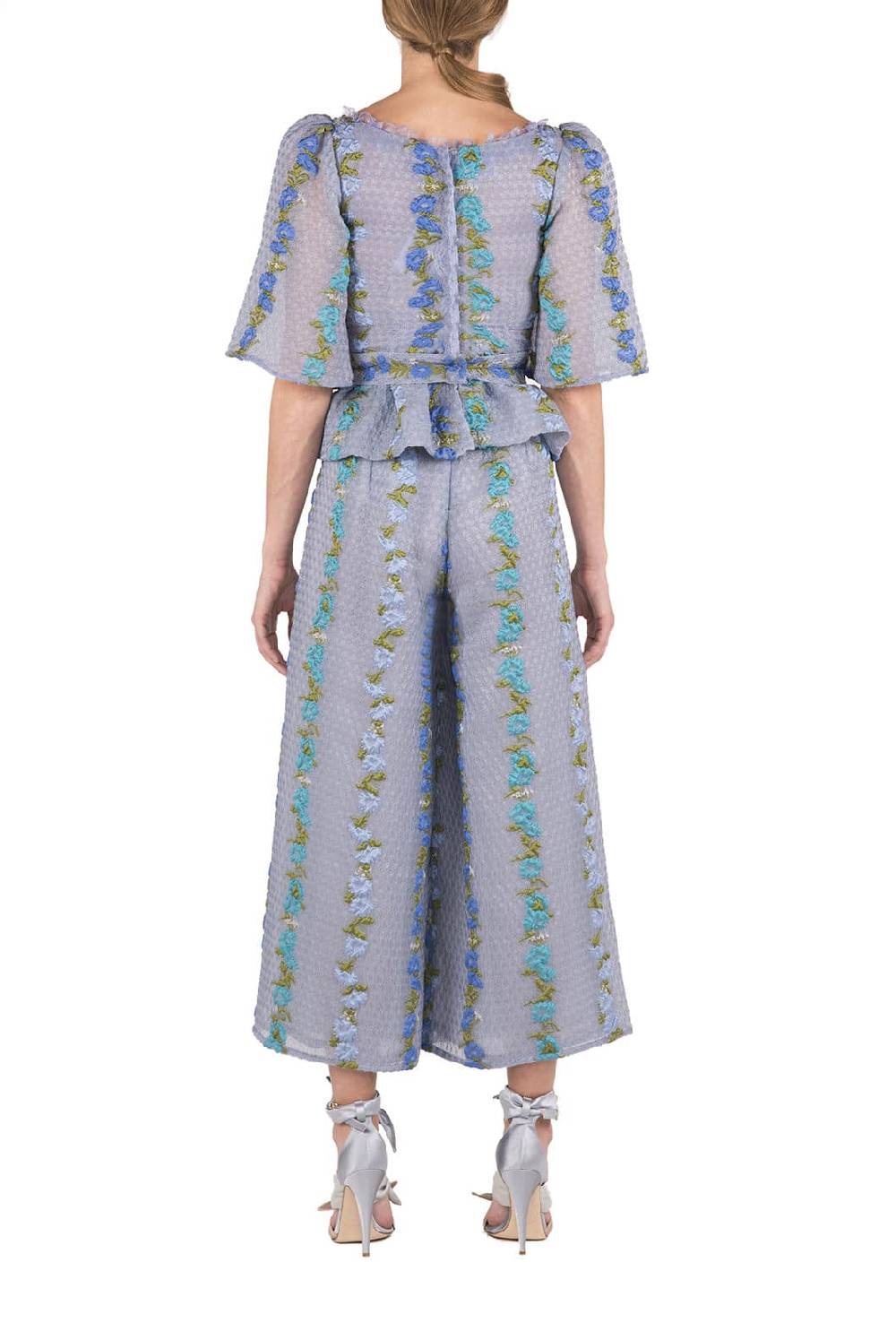 Luisa Beccaria Top in Organza Fil Coupè Floreale Rigato Offerte