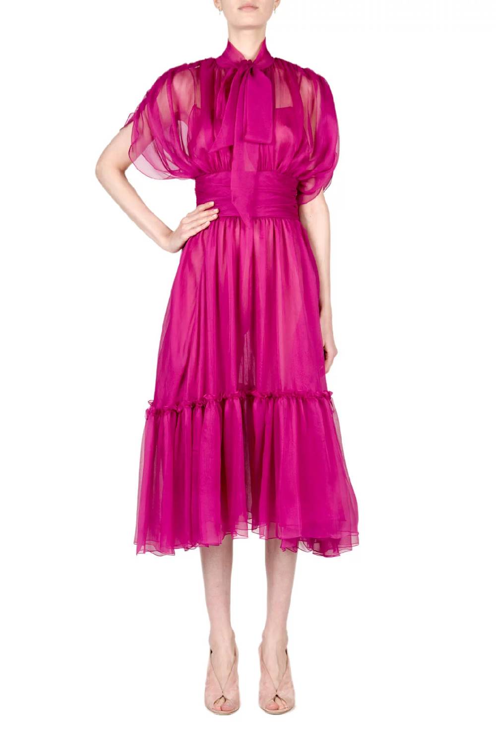 Luisa Beccaria Abito midi Charlotte in chiffon Vendita Economica