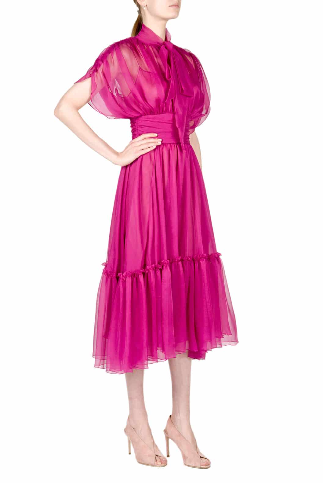 Luisa Beccaria Abito midi Charlotte in chiffon Vendita Economica