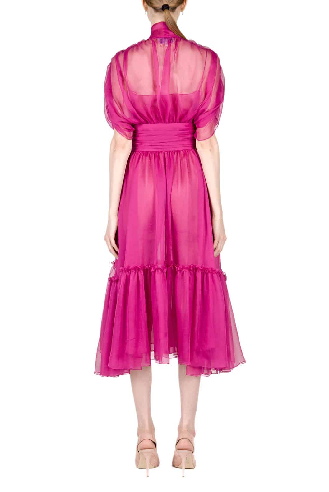 Luisa Beccaria Abito midi Charlotte in chiffon Vendita Economica