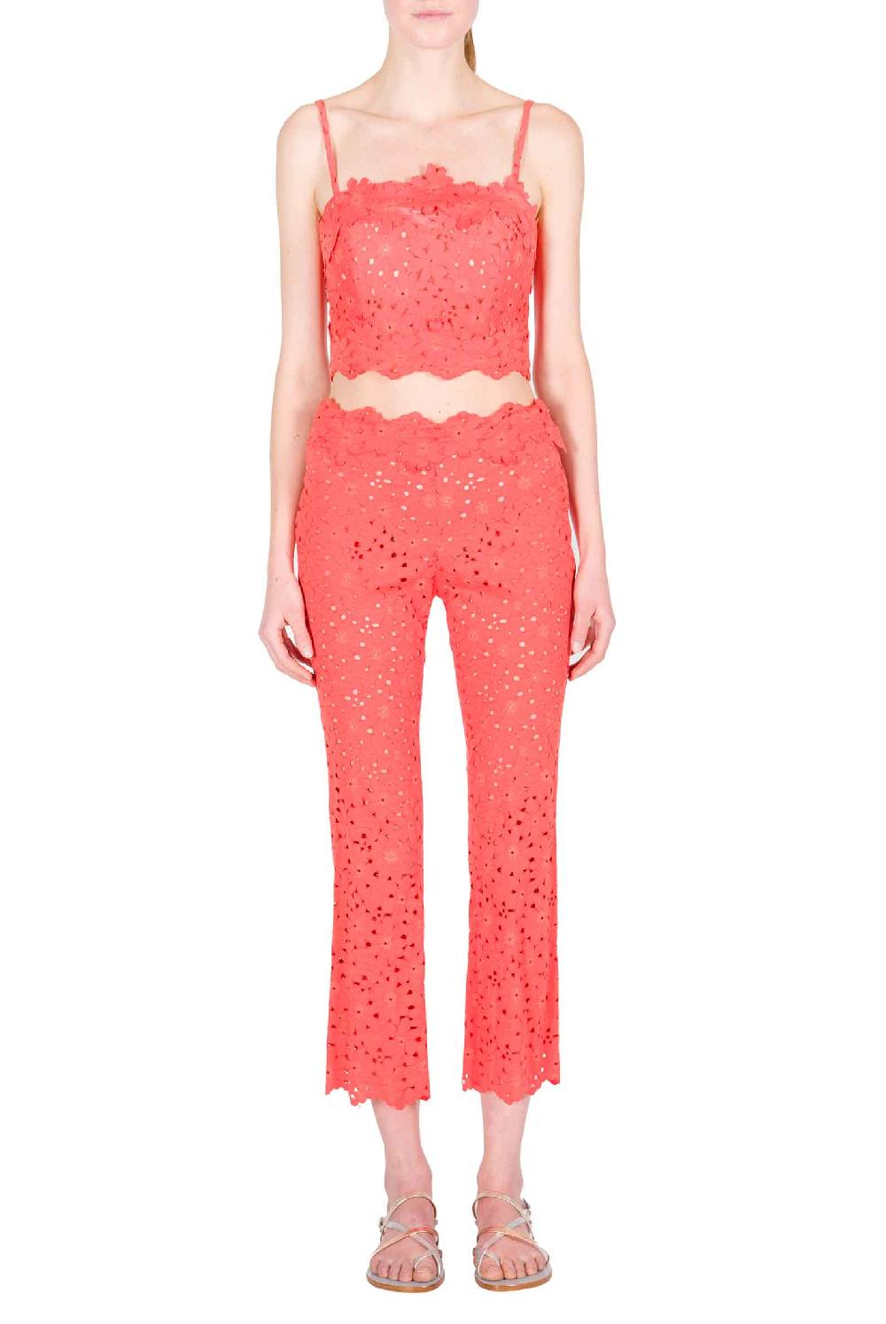 Luisa Beccaria Pantaloni Capri in pizzo floreale Saldi Di Fabbrica