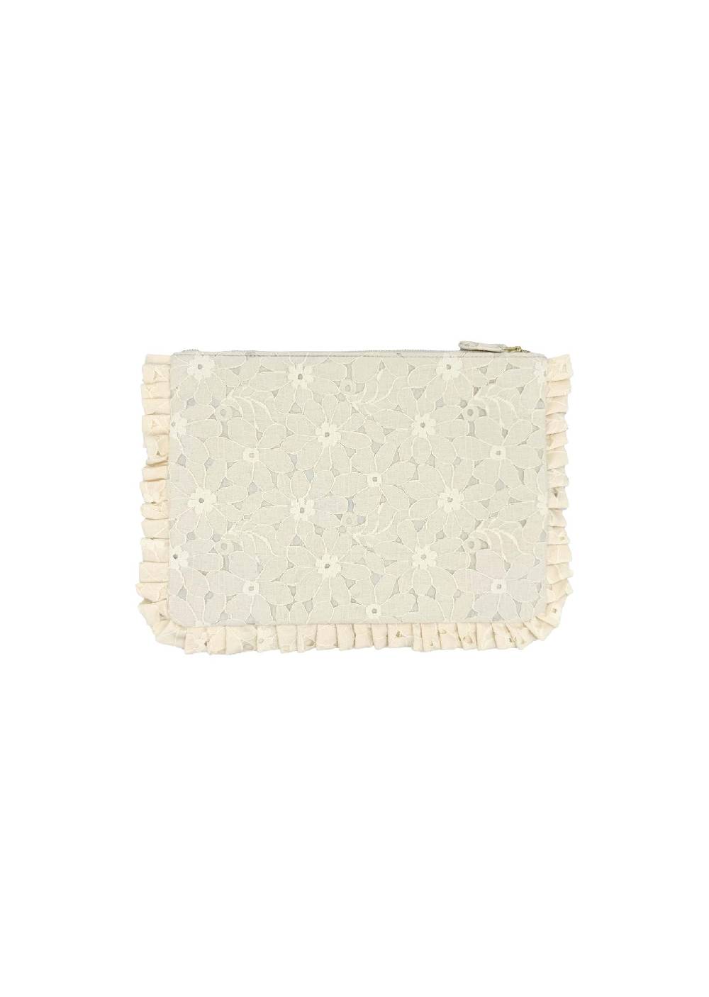 Luisa Beccaria Pochette Piccola A Mano In Pizzo Floreale Crema I Più Venduti