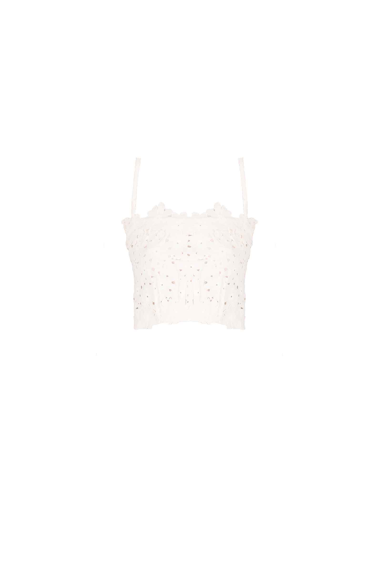 Luisa Beccaria Top con spalline sottili in pizzo floreale Vendite Flash