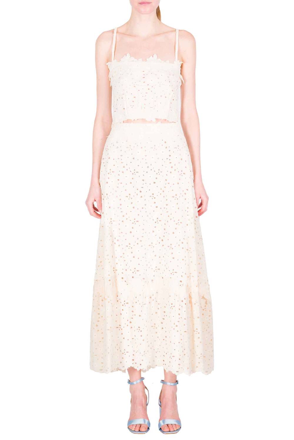 Luisa Beccaria Top con spalline sottili in pizzo floreale Vendite Flash