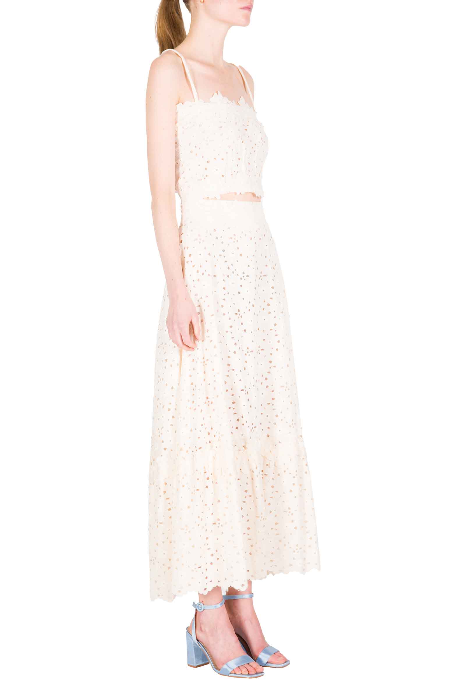 Luisa Beccaria Top con spalline sottili in pizzo floreale Vendite Flash