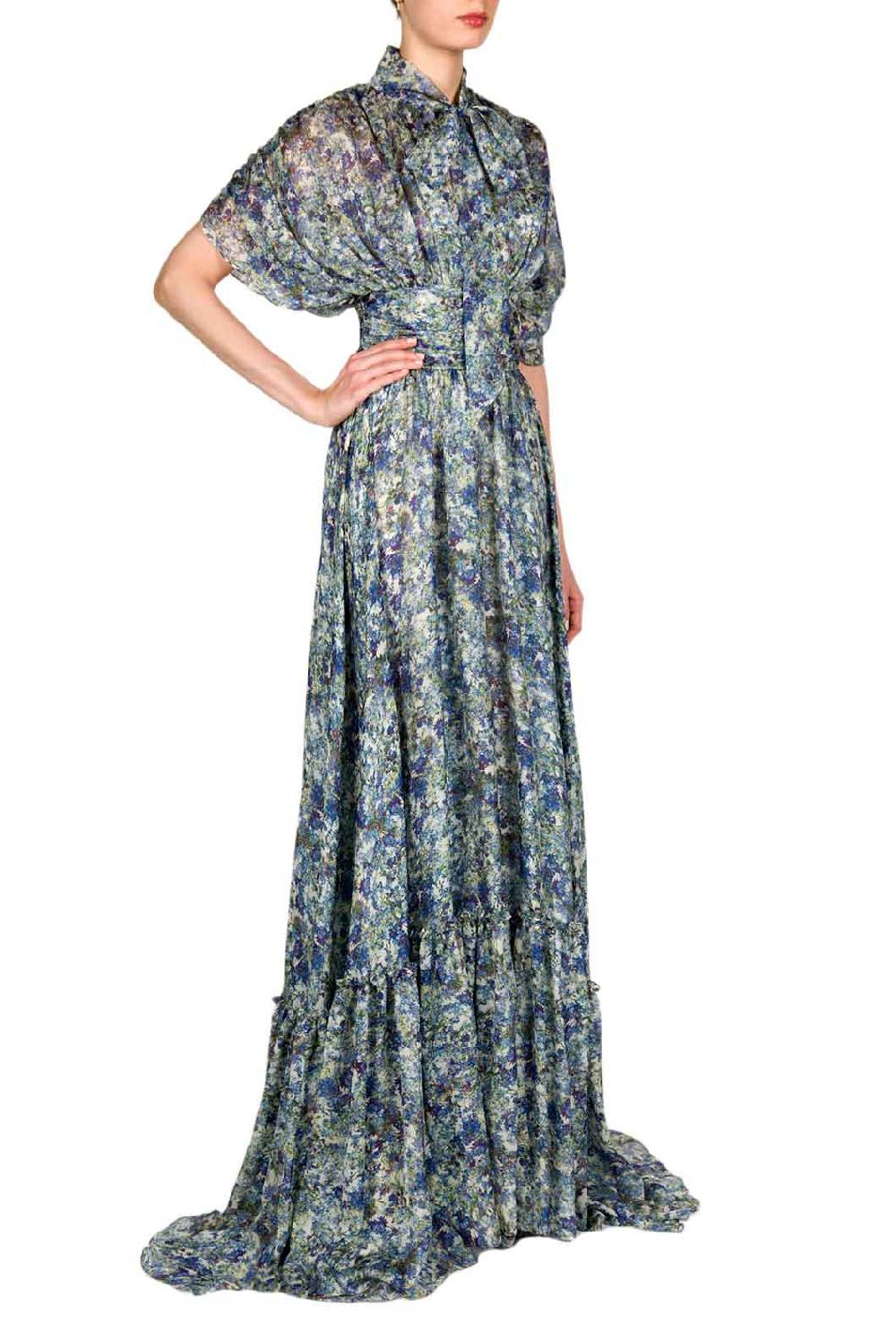 Luisa Beccaria Maxi abito in chiffon stampato Prezzo di fabbrica