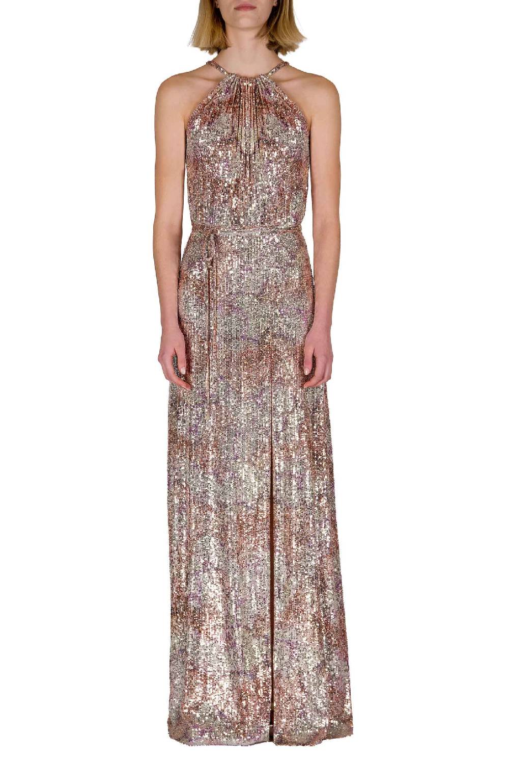 Luisa Beccaria Abito in paillettes marmorizzate con scollo all'americana Vendite stagionali