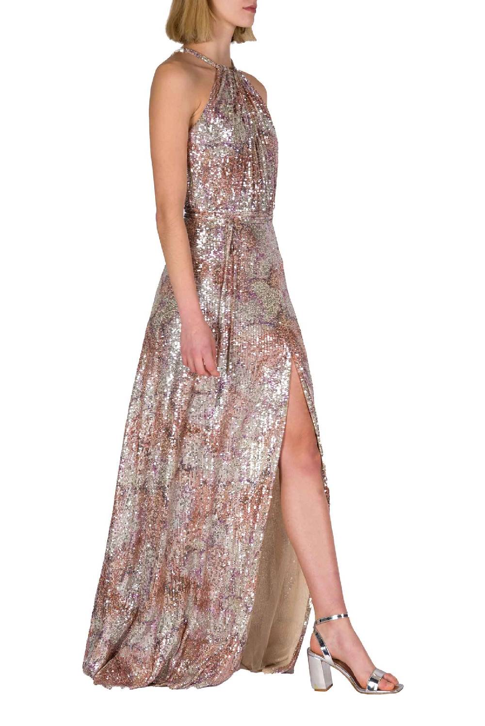 Luisa Beccaria Abito in paillettes marmorizzate con scollo all'americana Vendite stagionali
