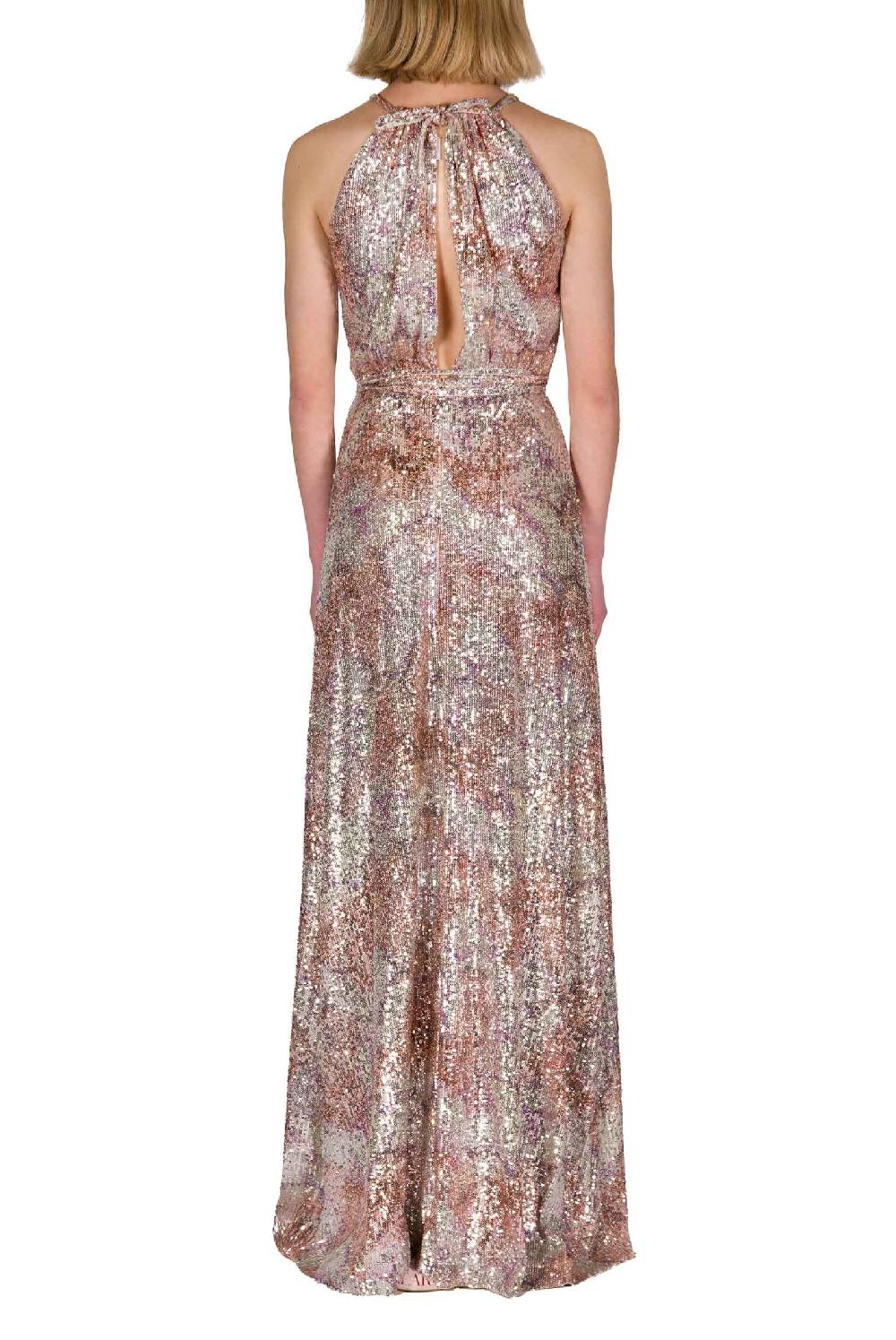 Luisa Beccaria Abito in paillettes marmorizzate con scollo all'americana Vendite stagionali