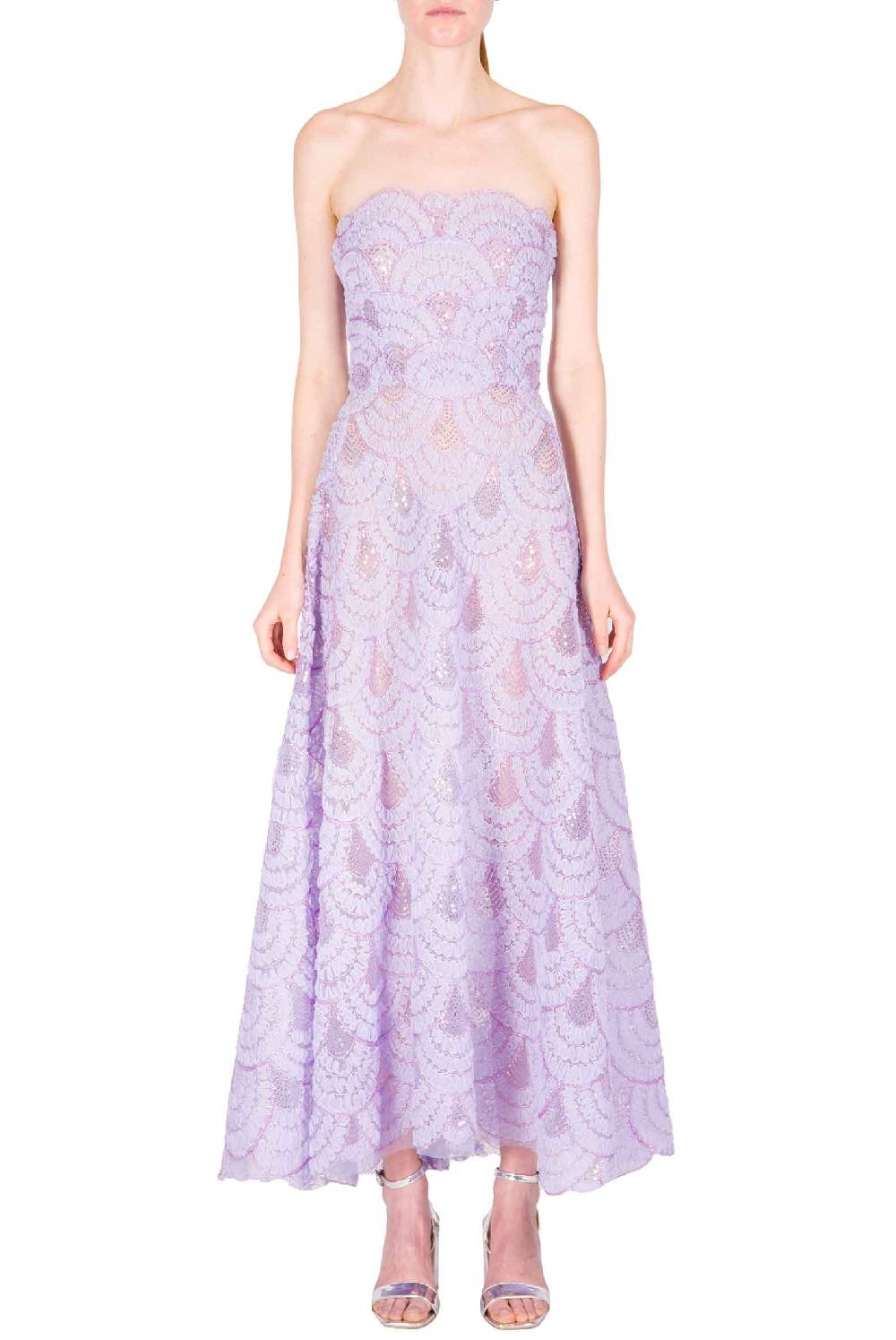 Luisa Beccaria Abito bustier midi in tulle con paillettes Cyber Monday