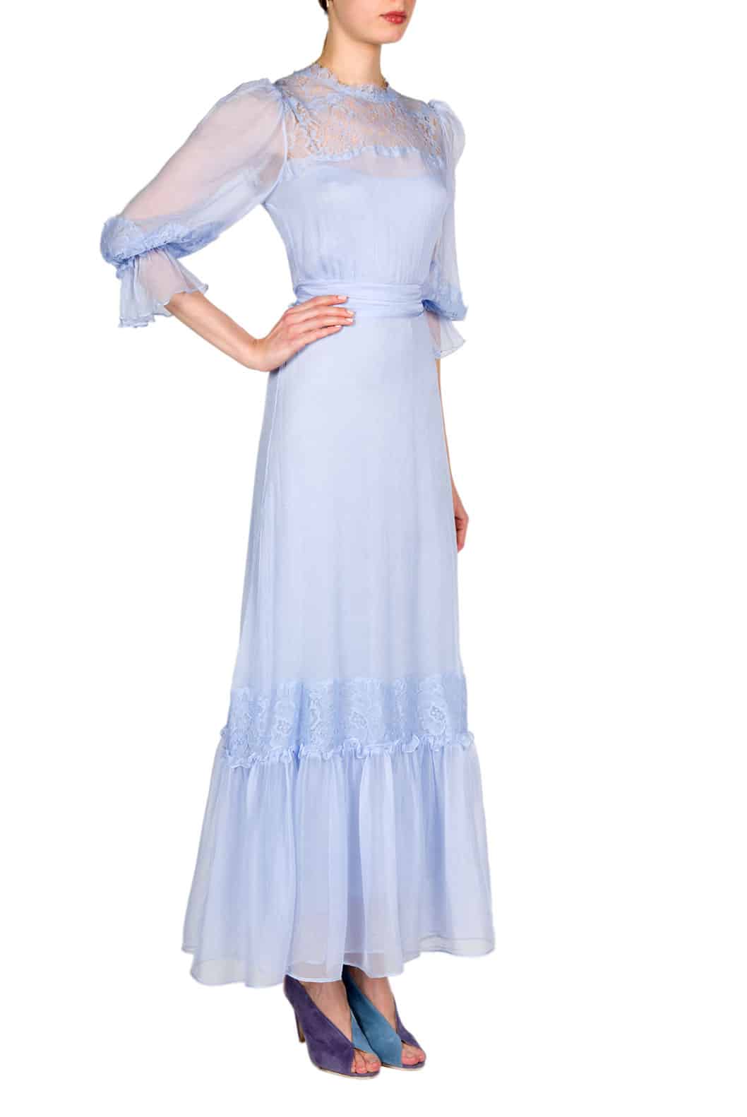 Luisa Beccaria Abito in chiffon decorato in pizzo Smaltimento dello stoccaggio