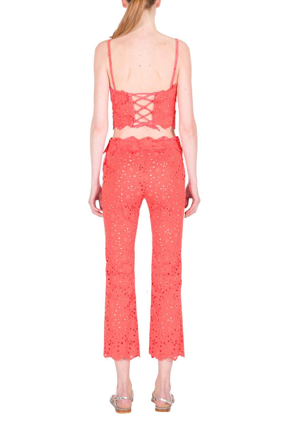 Luisa Beccaria Top in pizzo floreale incrociato Vendita calda