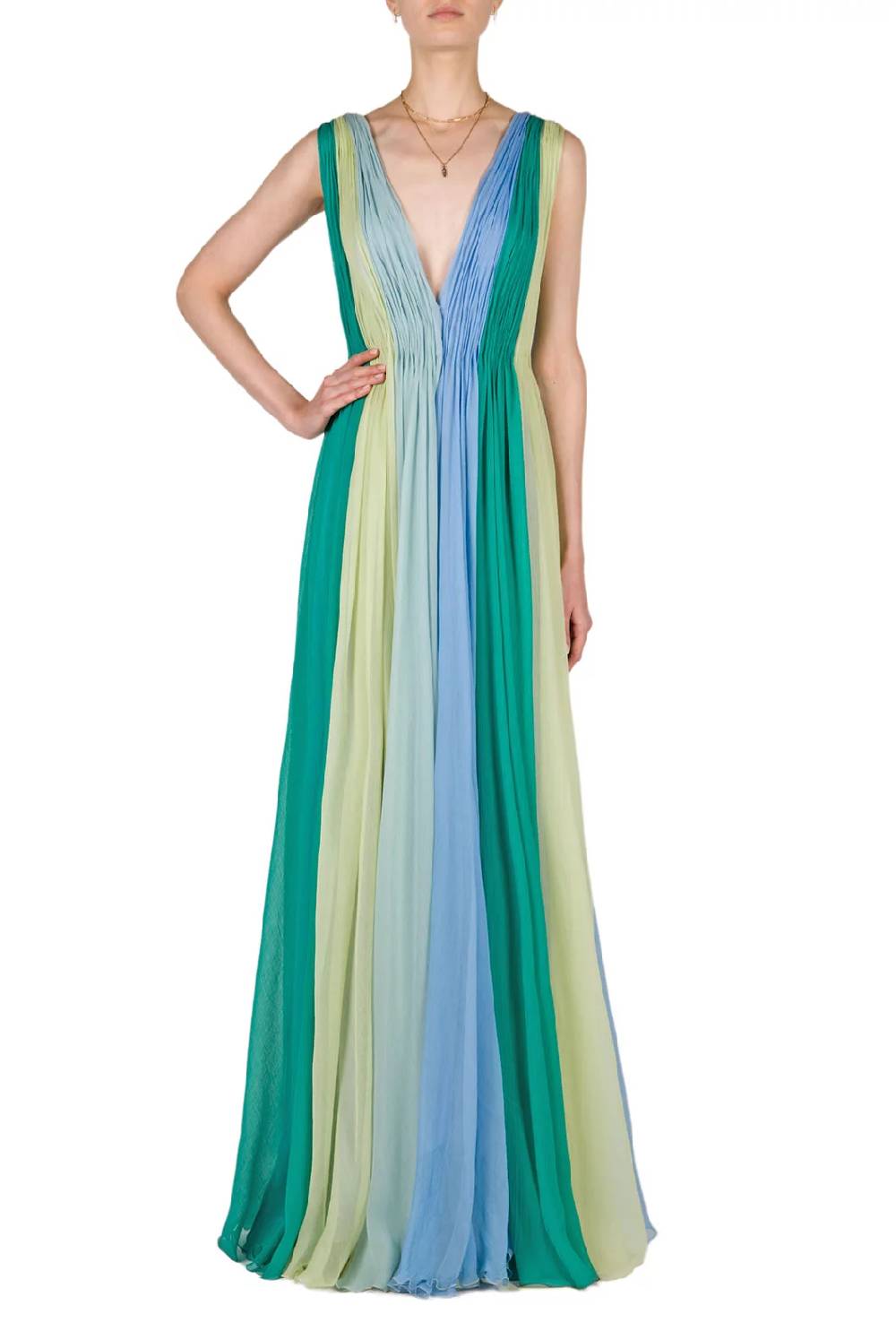 Luisa Beccaria Maxi abito in chiffon multicolore Latest fashion