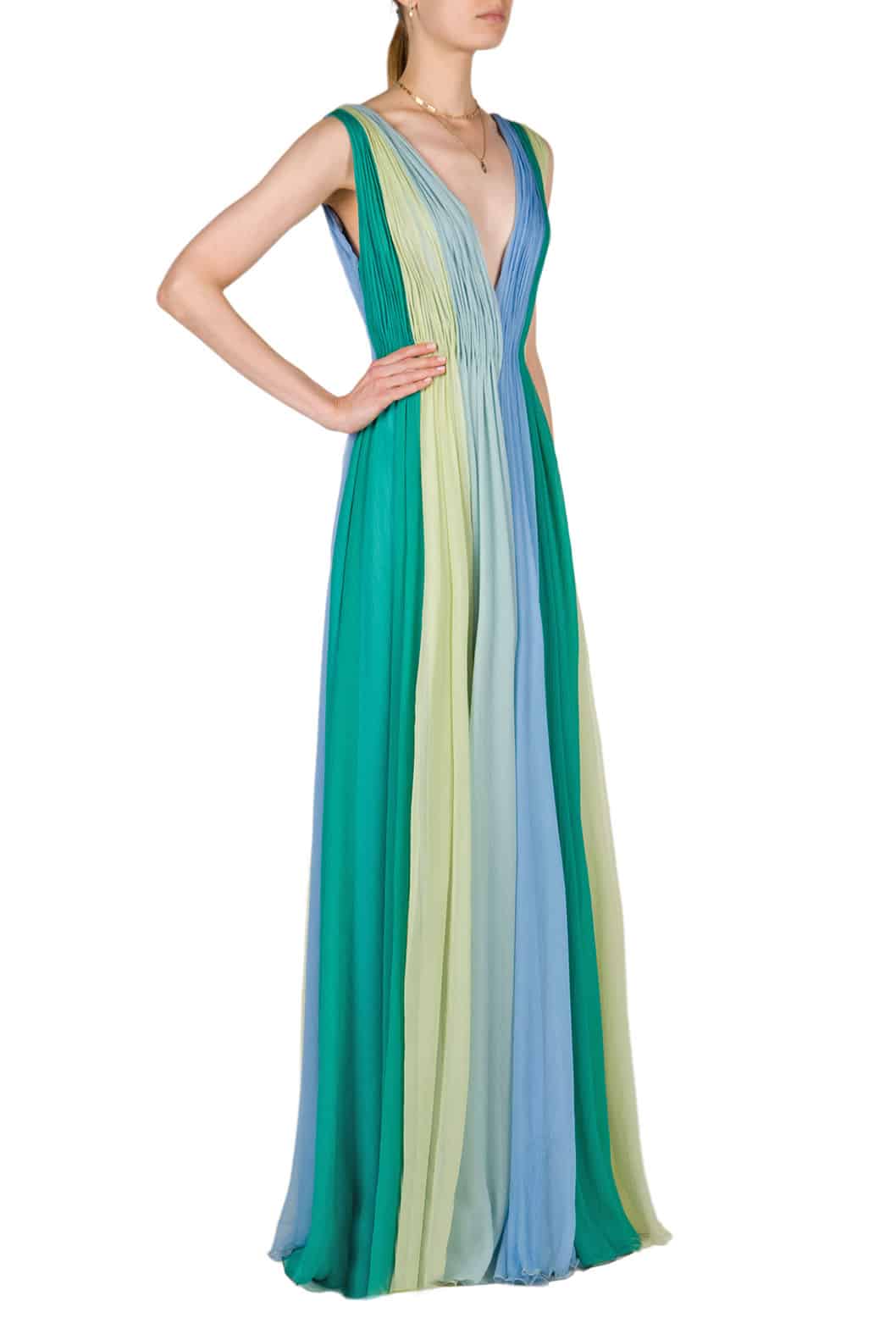 Luisa Beccaria Maxi abito in chiffon multicolore Latest fashion