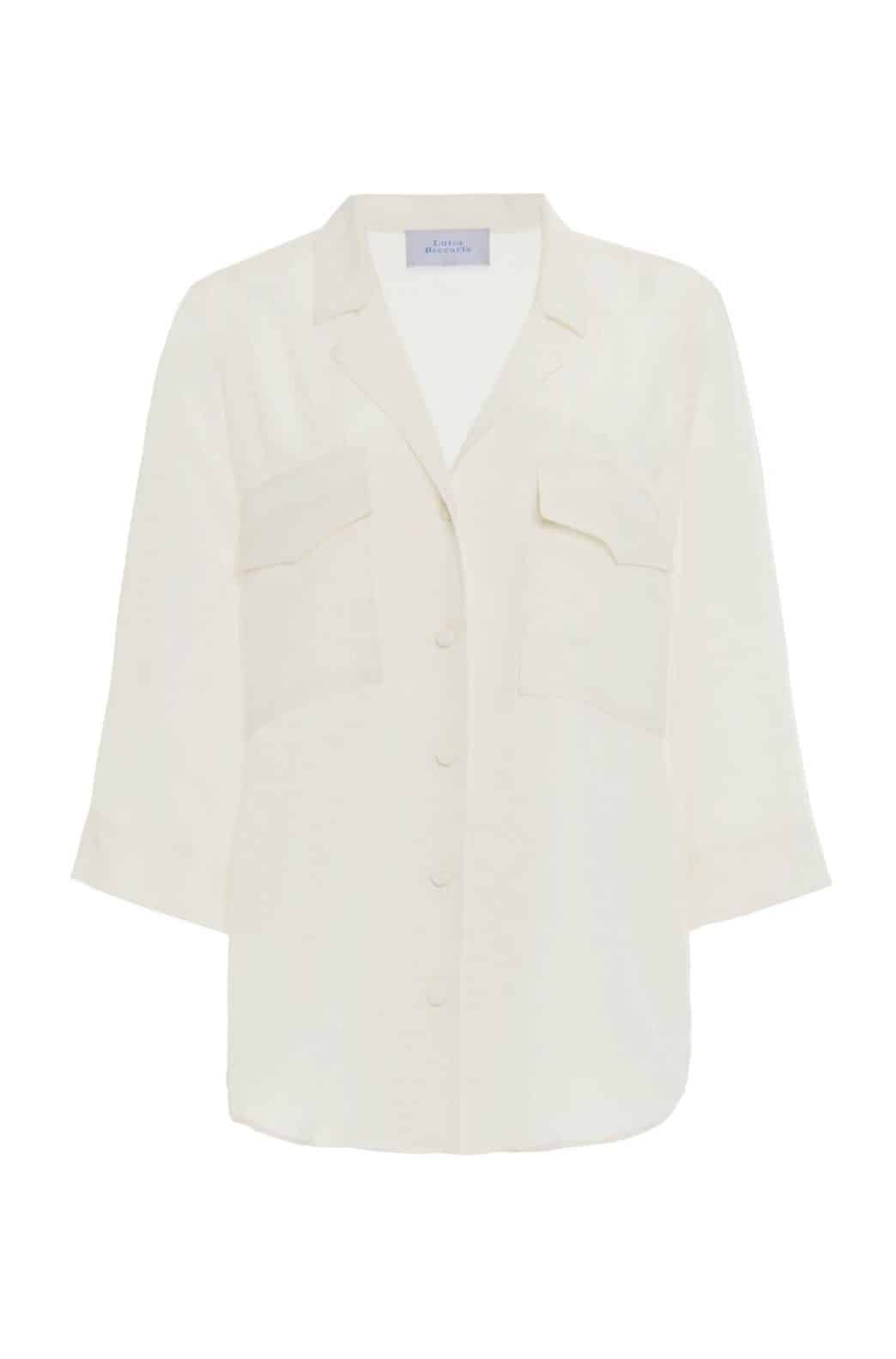 Luisa Beccaria Top in crêpe decorato con tasche applicate Online Outlet