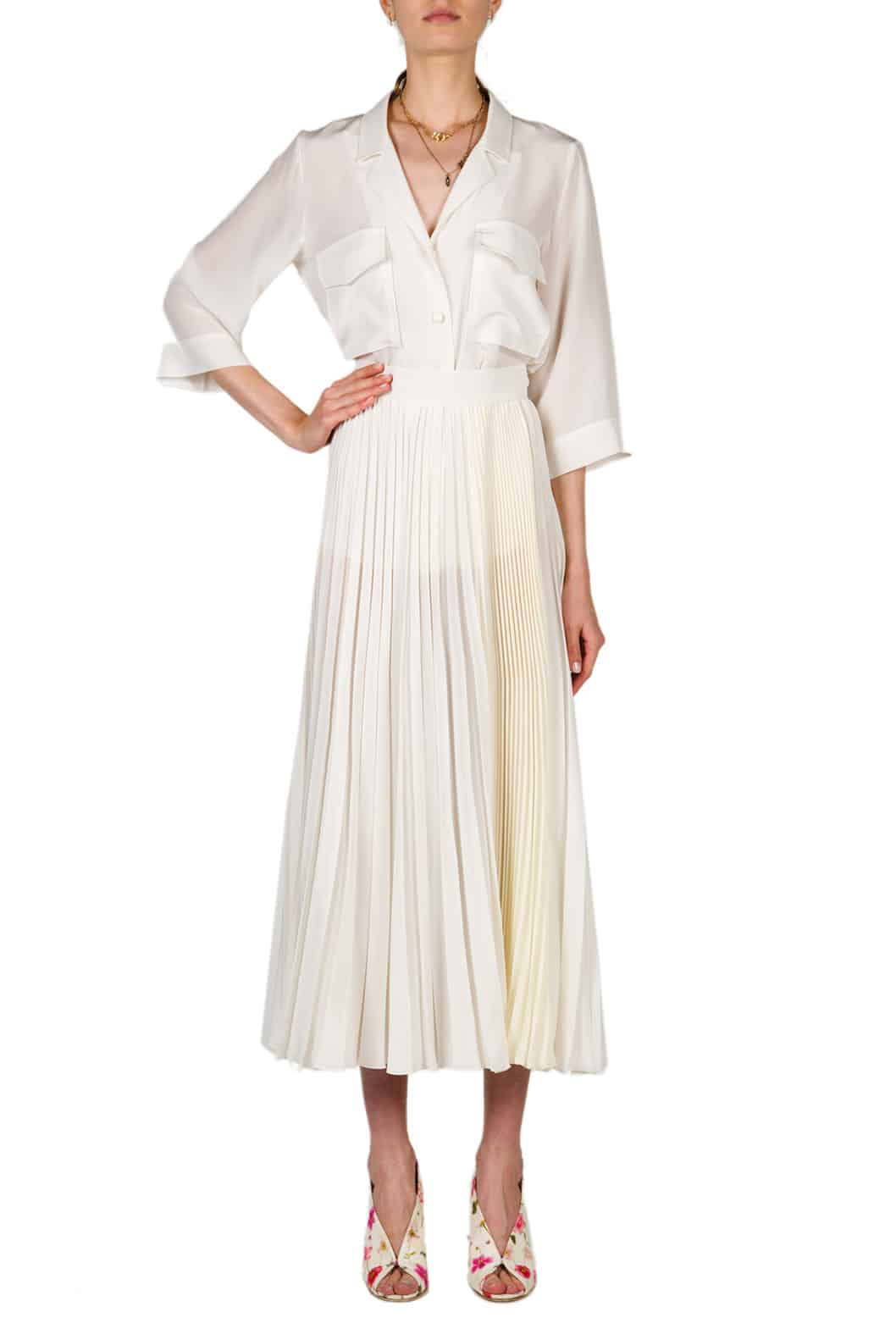 Luisa Beccaria Top in crêpe decorato con tasche applicate Online Outlet