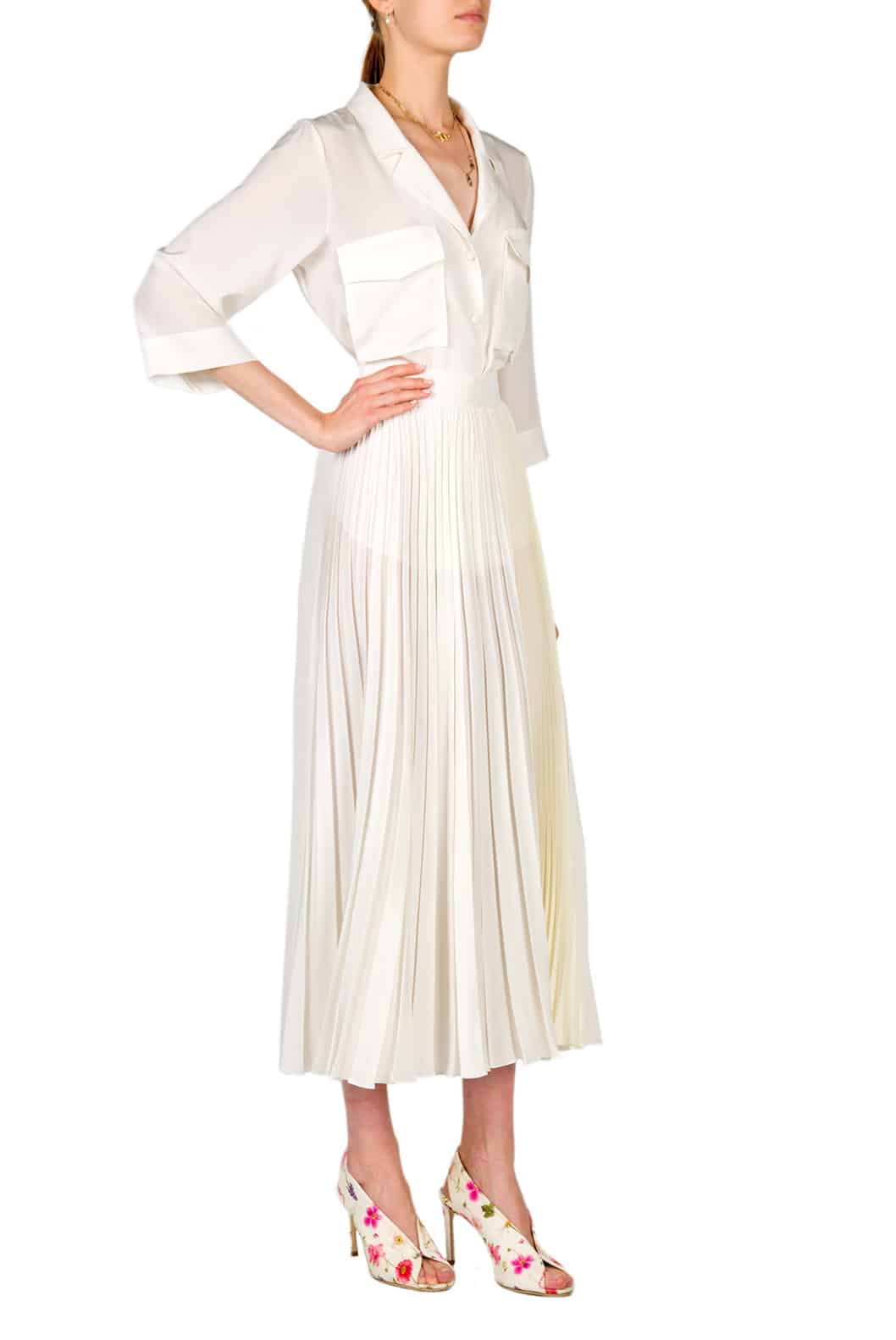 Luisa Beccaria Top in crêpe decorato con tasche applicate Online Outlet