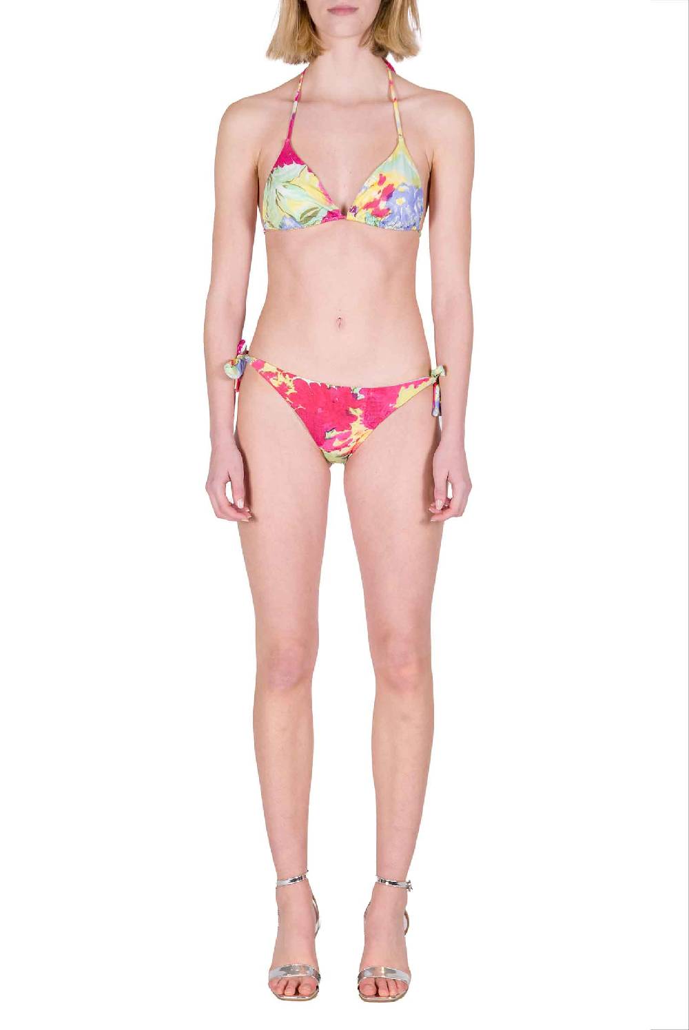 Luisa Beccaria Bikini Triangolo E Slip A Fiori Astratti Offerta temporanea