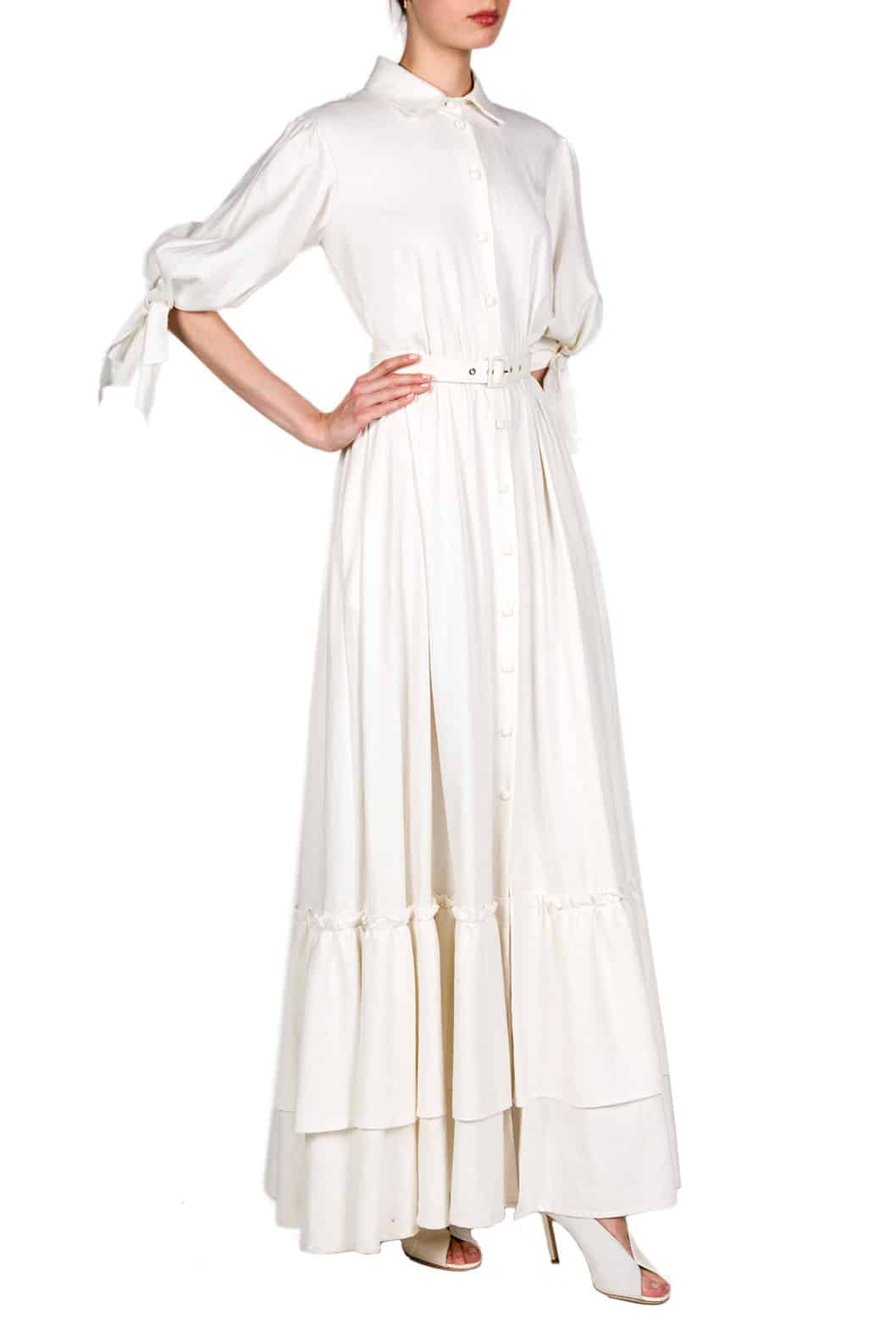 Luisa Beccaria Maxi abito in misto lino con maniche a cravatta Comprane uno, ottenene uno gratis
