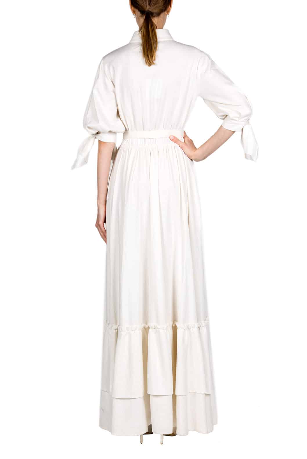 Luisa Beccaria Maxi abito in misto lino con maniche a cravatta Comprane uno, ottenene uno gratis