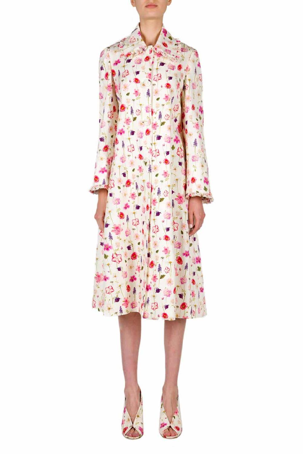 Luisa Beccaria Cappotto in piquet di cotone stampato floreale Sconti VIP