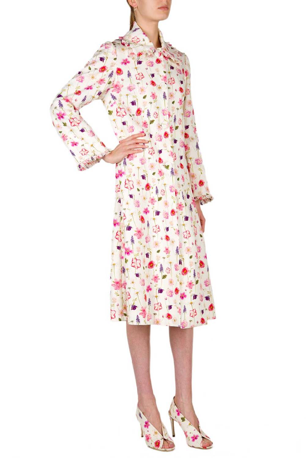 Luisa Beccaria Cappotto in piquet di cotone stampato floreale Sconti VIP