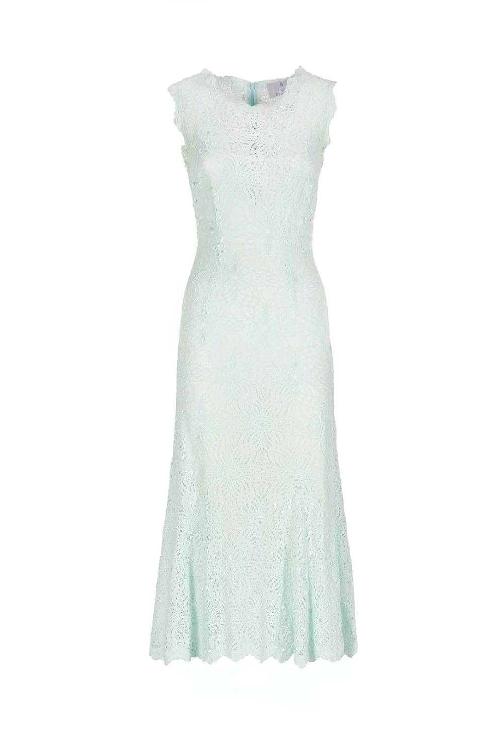 Luisa Beccaria Abito midi in pizzo blu ghiaccio Ultimi due giorni