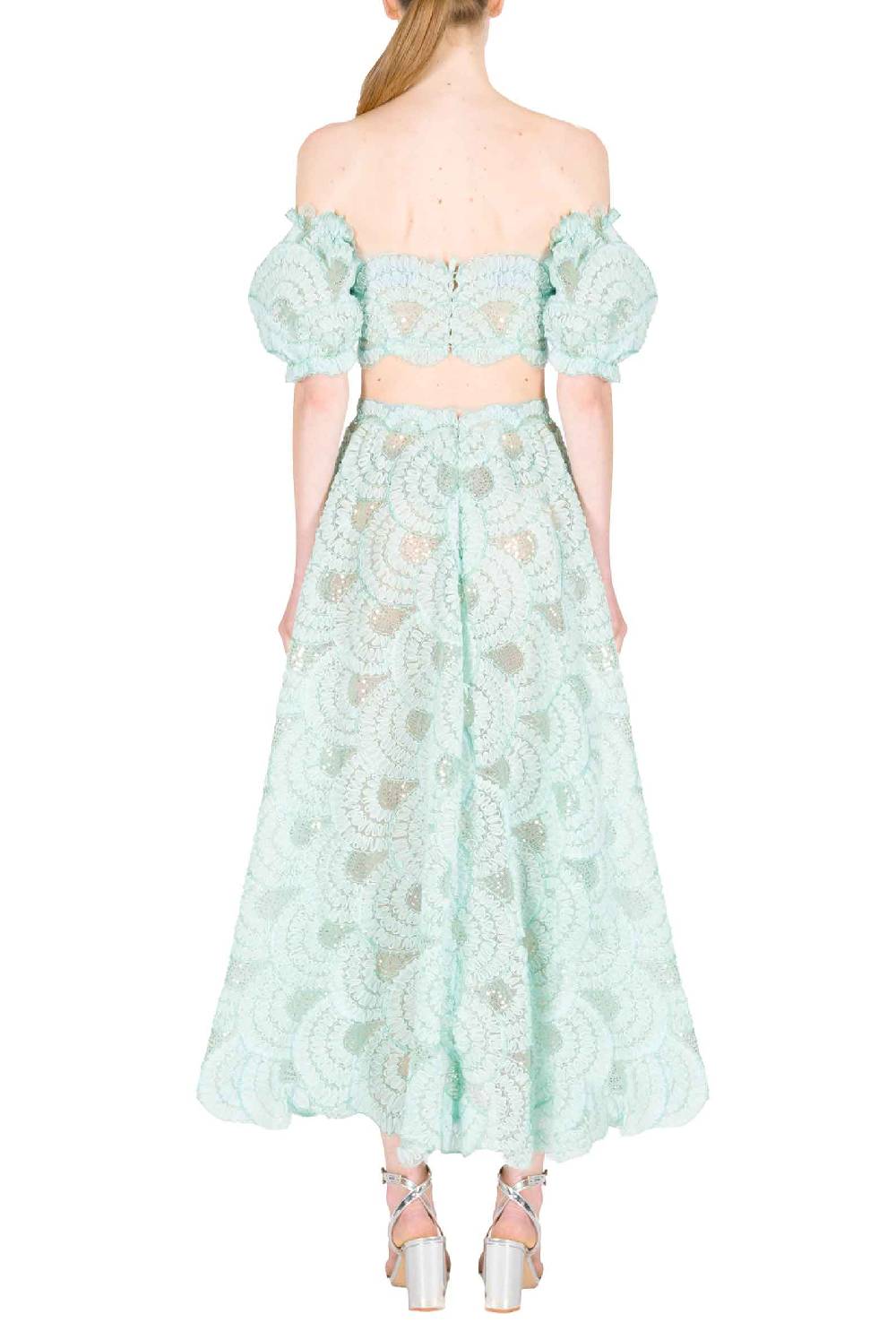 Luisa Beccaria Maniche a sbuffo in tulle con paillettes e spalle scoperte Promozione temporanea