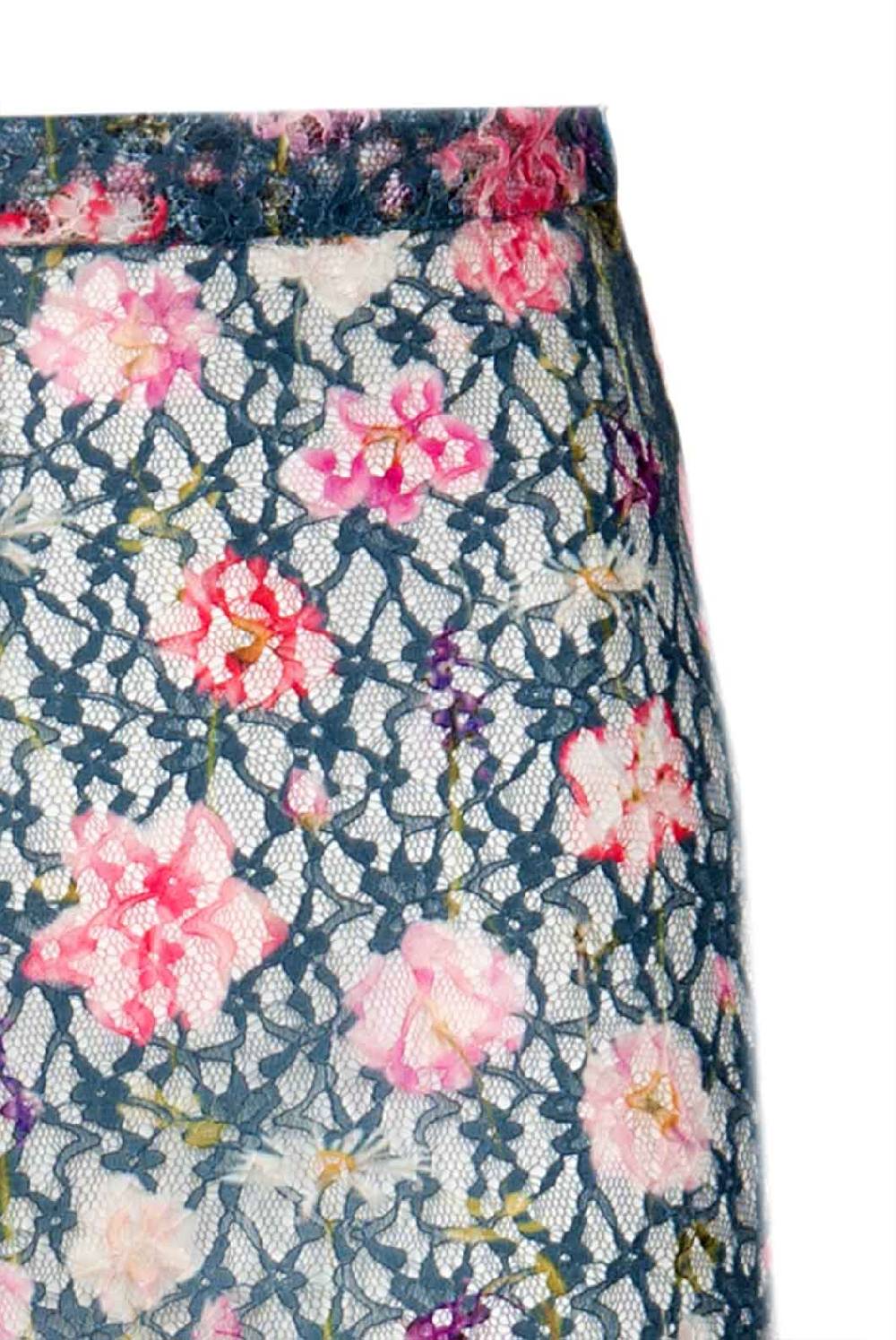 Luisa Beccaria Pantaloni svasati a vita alta in georgette con stampa floreale Fino al 60% di sconto